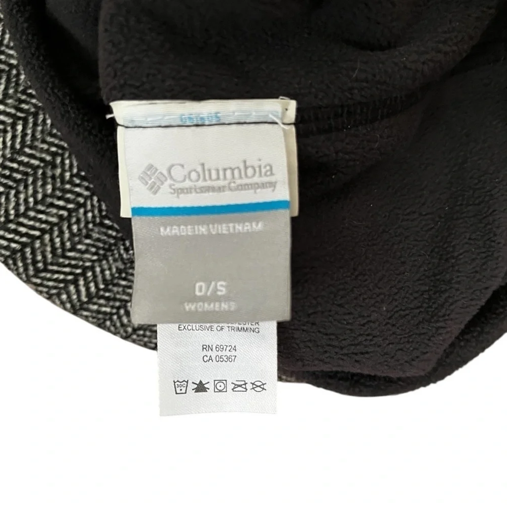 Columbia Black Gray Beanie Women’s One Size 100% Polyester Fleece Lined